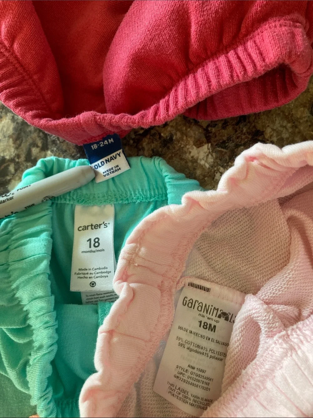 Girls' Three-Pack Shorts - Light Pink, Maroon, Aqua Green